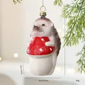 Kerstboom egel ornament met een rode paddenstoel voor feestelijke decoratie - Egel & Paddenstoel / Enkel Stuk