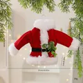 Adorno colgante de ropa de Papá Noel de punto para decoración festiva de árbol de Navidad - Adorno Suéter de Punto / Tejido Rojo y Blanco - Rayas Finas