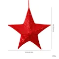 Large red sequined folding Christmas tree top star hanging ornament 37cm 14.56in - 35cm / Red