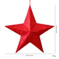Large red sequined 52cm folding Christmas star tree topper hanging ornament 195g weight - 55cm / Red