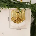 Gouden kerststrik met spiegeleffect en bontrand, decoratieve hanger van 15x14cm groot - S / Gouden Pailletten