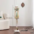 Vintage Noorse houten vloerlantaarn met LED kerstboom, 100cm hoge decoratie-item - W Stijl Vintage Straatlantaarn (73734) / USB-voeding