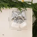 Fiocco di Natale a specchio argento con bordo in finta pelliccia bianca e gancio - Taglia S / Paillettes Argento