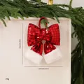 Decorazione a fiocco natalizio a specchio rosso con bordo in finta pelliccia 15cm - Taglia S / Paillettes Rosse