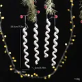Elegantes adornos de carámbanos en espiral con purpurina blanca para el árbol de Navidad - Juego de 4 / Blanco