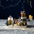 Lighted Christmas ski resort musical box with rotating cable car, size 30x17x26cm - Skating Movable Cable Car Music Box