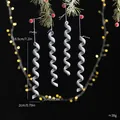 Adornos navideños de carámbanos en espiral con purpurina plateada, juego de 4 piezas - Juego de 4 / Plateado