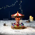 Feestelijke rood-gouden kerstcarrousel muziekdoos met LED-verlichting en zweefmolen - Roterende Zweefmolen