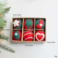 Handgefertigtes Set mit 6 Weihnachts-Wollfilzbällen in einer Geschenkbox 15cm - Grün Weiße Stern Filzbälle (6 Stück/Packung)