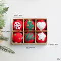 6er-Set handgefertigte Weihnachtsbaumkugeln aus Filz in einer Geschenkbox - Rot Weiße Stern Filzbälle (6 Stück/Packung)