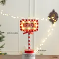 Wooden North Pole LED sign for Christmas desktop decor with 28.6cm height dimension - Square Style (6288706303059)