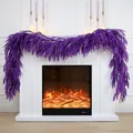 Ghirlanda decorativa di pino Norfolk viola drappeggiata su un mantello di camino bianco - 1.8m Vite di Pino