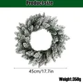 Dimensiones y detalles de peso para la corona de Navidad nevada de 45 cm - Guirnalda / Corona Flocada de 45cm (70 Cabezas)
