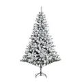 Künstlicher dichter beflockter Weihnachtsbaum mit Schneeeffekt und robustem Metallständer - Dichter grüner beflockter nackter Baum / 2,1 Meter