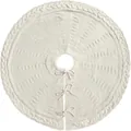 Detalle de falda para árbol de Navidad de punto de ochos blanco con elegantes lazos - 90cm / Blanco