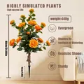 Planta de camelia naranja artificial con estaca para decoración de interior y exterior - Árbol de Estaca de Camelia Amarillo Naranja