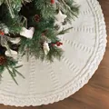 Falda para árbol de Navidad de punto blanco de 120 cm con elegante borde de trenzas - 120cm / Blanco