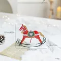 Vintage red iron rocking horse Christmas ornament with dimensions and weight - Red