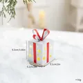 Mini luminous Christmas iron gift box ornament featuring red ribbon and snowflakes - White Iron Glowing Gift Box