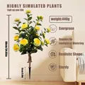 Planta de camelia amarilla artificial con estaca para decoración de interiores y exteriores. - Árbol de Estaca de Camelia Amarillo