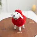 Red handmade wool felt sheep mini ornament for Christmas desktop decoration 11x7cm - S / Red