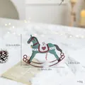 Vintage teal iron rocking horse Christmas ornament with detailed dimensions and weight - Green