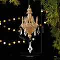 Golden chandelier Christmas tree hanging ornament with clear acrylic ice crystal pendants - Single Piece / Gold Crystal Chandelier