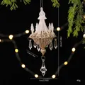 Elegant gold glitter crystal chandelier Christmas tree ornament with dimension details - 7x7x18cm / Gradient Crystal Chandelier