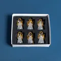Set of 6 clear glass angel ornaments for Christmas tree decoration with gold glitter wings - Medium Gold Angel / Set of 6