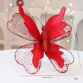 Glittery red fabric butterfly Christmas tree hanging ornament, size 20x22cm for holiday decor - 22*20cm / Red