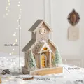 Nordic wooden Christmas church with warm LED lights and artificial snow - Model B House (B9088) / USB Powered