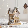 Nordic style light-up wooden Christmas snow house decoration with size specifications - Model F House (B9095)