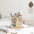 Decorative illuminated wooden Christmas house with snow effect, 12 inches tall - Model G House (B7540Q)