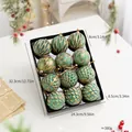 Set of 12 green and gold Christmas ornaments with geometric patterns in black tray - Retro Green Ball / 12 Pieces/Pack / Green