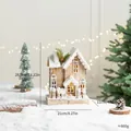 Nordic wooden LED Christmas house with snow effect, 28.5cm height tabletop ornament - Model I House (70281)