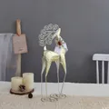Elegant golden wire Christmas reindeer figurine with white scarf and snowflake detail - Golden Scarf Reindeer - Small