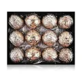 Set van 12 vintage kerstballen van 8 cm met reliëfpatronen in zwarte doos - 8cm / 12 Stuks/Pak / Koffie