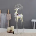 Elegant golden wire Christmas reindeer figurine decoration with white scarf on table - Golden Scarf Reindeer - Large