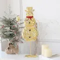 Elegante decorazione natalizia a pupazzo di neve dorato con sciarpa rossa e cappello - Pupazzo di Neve - Piccolo