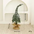 Green curved crooked Christmas tree tabletop ornament with snow tips and burlap base - 50cm / Bent White