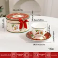 Festive Christmas ceramic coffee cup and saucer set with decorative gift box - Coffee Cup And Saucer Set / 220ml