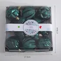 Dunkelgrünes Weihnachtskugel-Set in einer dekorativen quadratischen 17,5 cm Box - Mischformen Set / 18er-Set / Dunkelgrün
