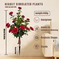 Planta de camelia roja artificial realista estaca para decoración interior exterior - Árbol de Estaca de Camelia Roja