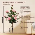Estaca de flor de camelia rosa artificial realista para decoración de hogares interiores - Árbol de Estaca de Camelia Rosa