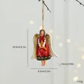 Vintage painted resin angel ornament for Christmas tree decor, 4.1 inch height - Standing With Star / Retro Copper