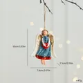 Decorative vintage hand-painted resin angel Christmas tree ornament holding a red heart - Standing With Heart / Vintage Blue