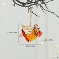 Vintage hand-painted resin angel ornament holding red heart for Christmas tree decoration - Flying Heart / Retro Yellow