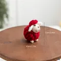 Handmade red wool felt sheep figurine mini Christmas ornament for desktop decor - Mini / Red