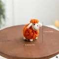 Cute handmade orange wool felt sheep figurine desktop ornament measuring 7.5cm in height - Mini / Orange