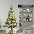 Exklusiver 1,2m/1,5m dichter PVC-Weihnachtsbaum inklusive Gold- und Silber-Dekorationsset - Dichter grüner Baum Gold Silber Schmuckset / 1.2m